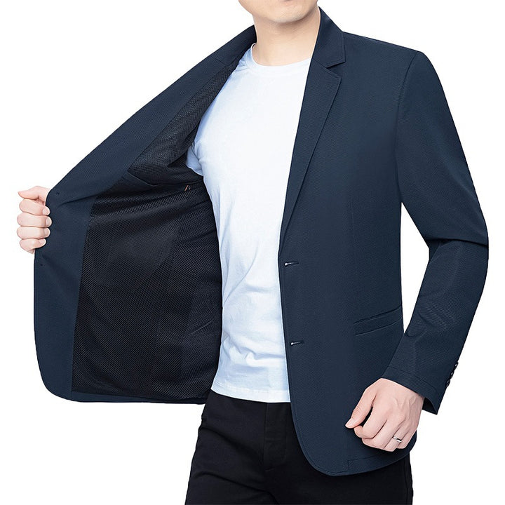 Herren Blazer schlanker Schnitt Business-Casual mit atmungsaktivem Meshfutter und Stretch – Tianoro