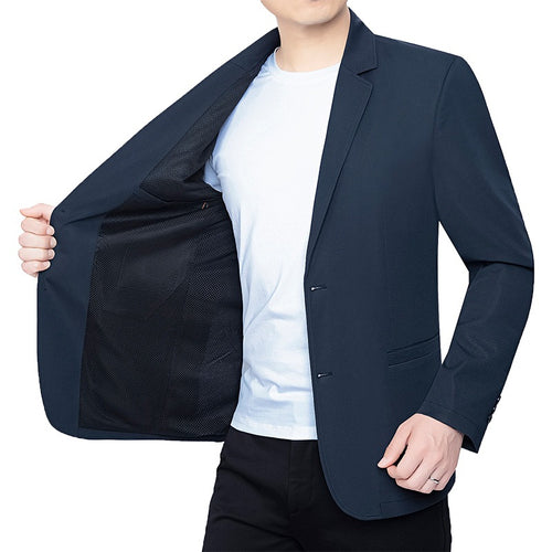 Herren Blazer schlanker Schnitt Business-Casual mit atmungsaktivem Meshfutter und Stretch – Tianoro