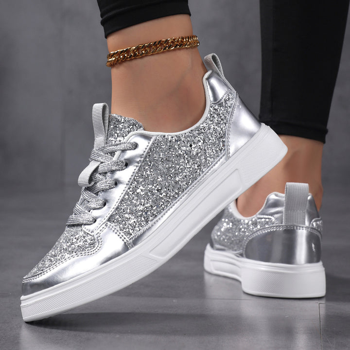Damen nan Glitzer-Freizeitsneaker mit Metallic-Details, gepolstertem Einstieg und rutschfester Gummisohle Echo Archiv