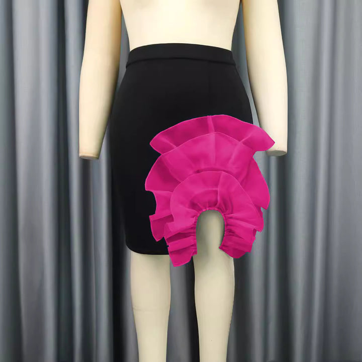 Damen Eleganter Rock mit voluminösem, transparenten Rüschensaum Echo Archiv