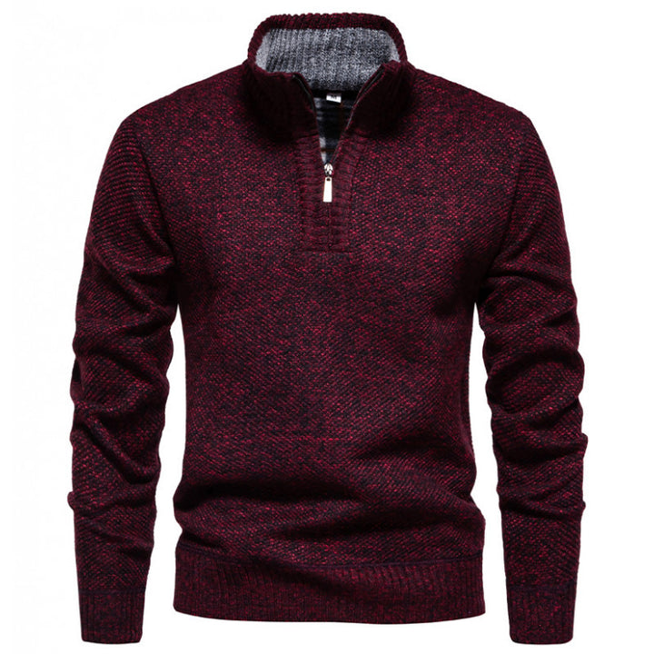 Herren Strickpullover mit halbem Reißverschluss und modischem Strukturdesign Echoarchiv