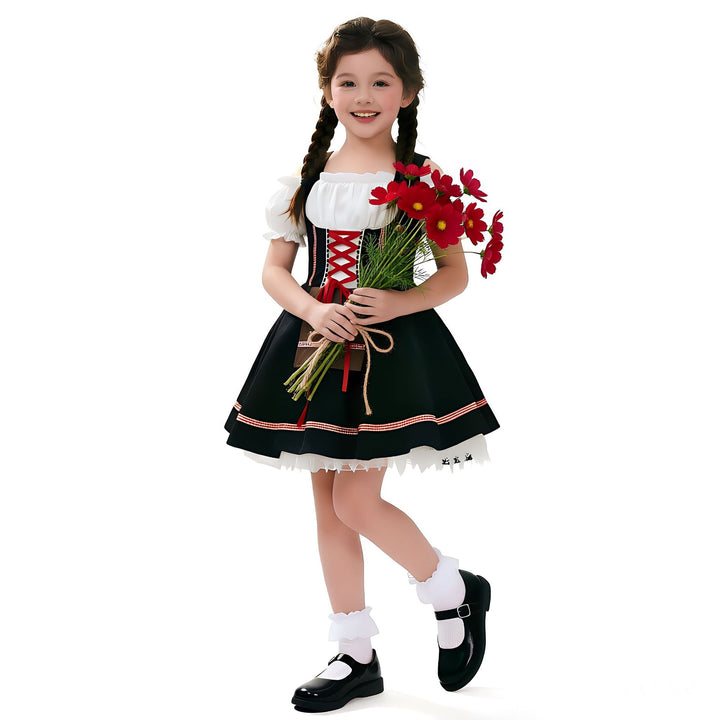 Damen nan traditionelles Dirndlkleid für Mädchen mit geschnürtem Mieder und dekorativer Schürze Echo Archiv