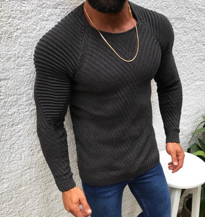 Herren nan strukturierter Slim-Fit Raglanpullover aus feinem Rippen- und Waffelstrick Echo Archiv