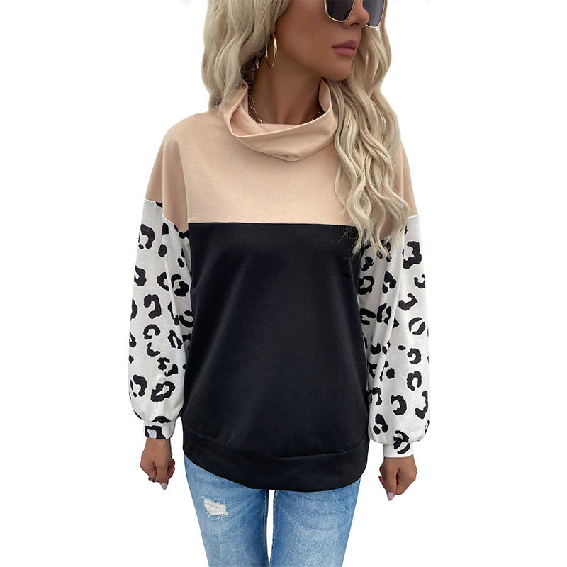 Damen Oversize-Pullover mit Schalkragen, Colourblock und Ballonärmeln Echoarchiv