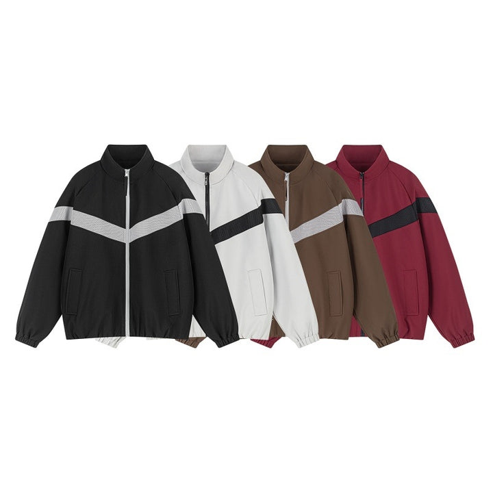 Unisex Leichte Trainingsjacke im Retro-Sportstil mit V-förmigem Reflektoreinsatz Echoarchiv