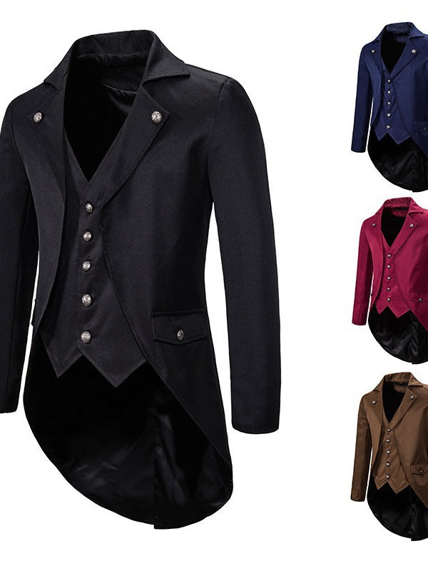Herren eleganter Anzugmantel mit asymmetrischem Schnitt und feinen Details Echoarchiv