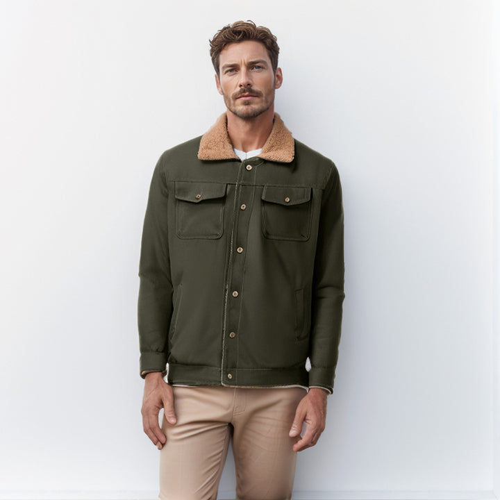 Herren robuste Canvasjacke mit Teddy-Kragen Echoarchiv