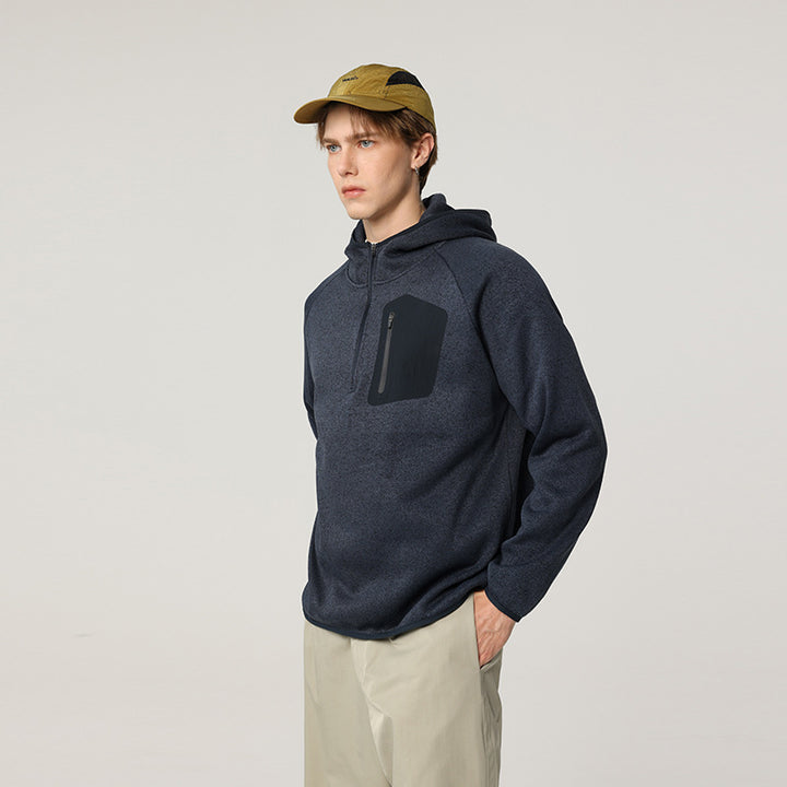 Damen Fleece-Halbzip Kapuzenpullover mit Brust-Zip-Tasche und relaxed Oversize-Schnitt Echo Archiv