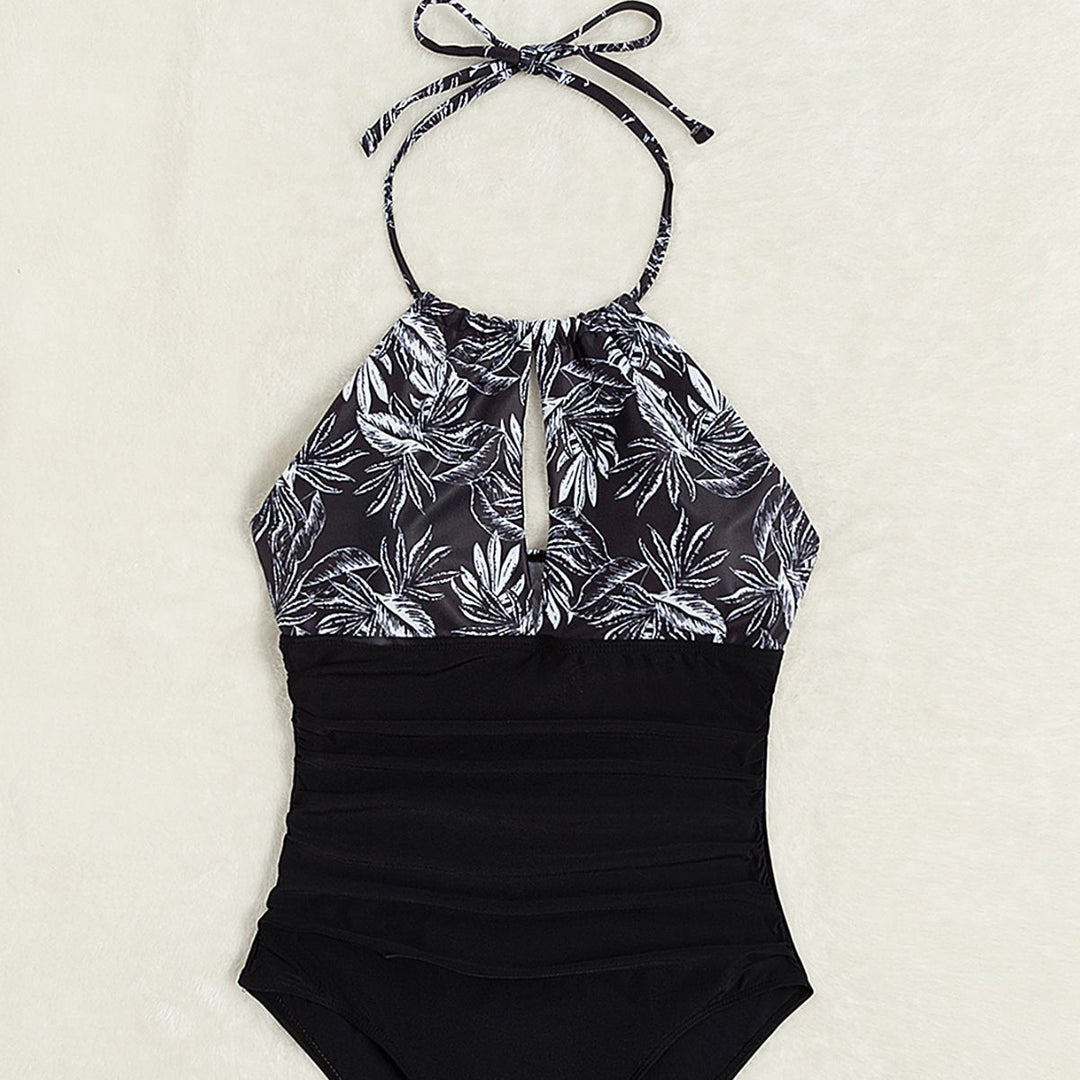 Damen eleganter Einteiler-Badeanzug mit floralem Muster und figurformenden Elementen Echo Archiv