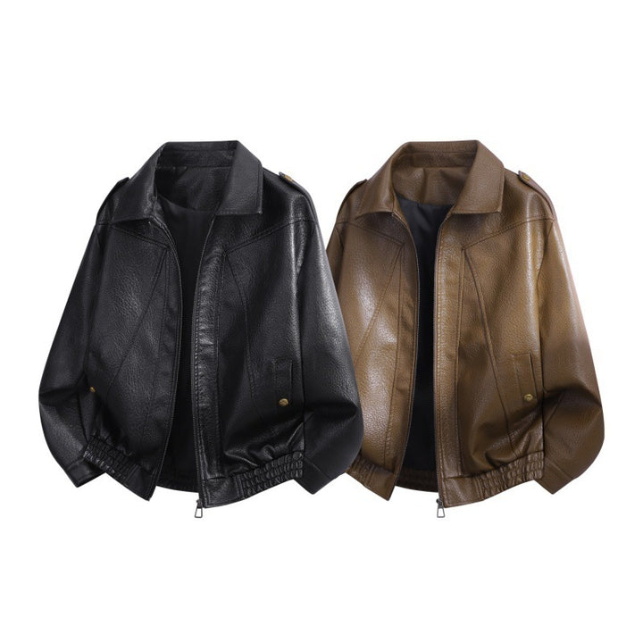 Damen Mode-Lederjacke mit hohem Kragen Echo Archiv