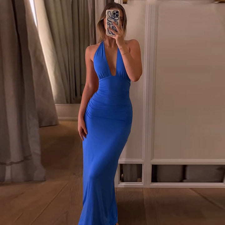 Damen Halter-Maxikleid mit eleganter Drapierung Echo Archiv
