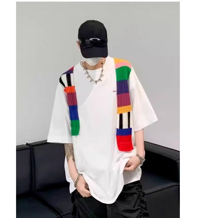 Unisex Oversized T-Shirt mit buntem Strickdetail Echoarchiv