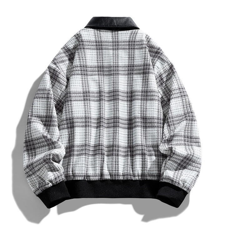 Herren Kariertes Overshirt-Blouson mit kontrastierendem Kunstlederkragen und Rippbündchen Echo Archiv