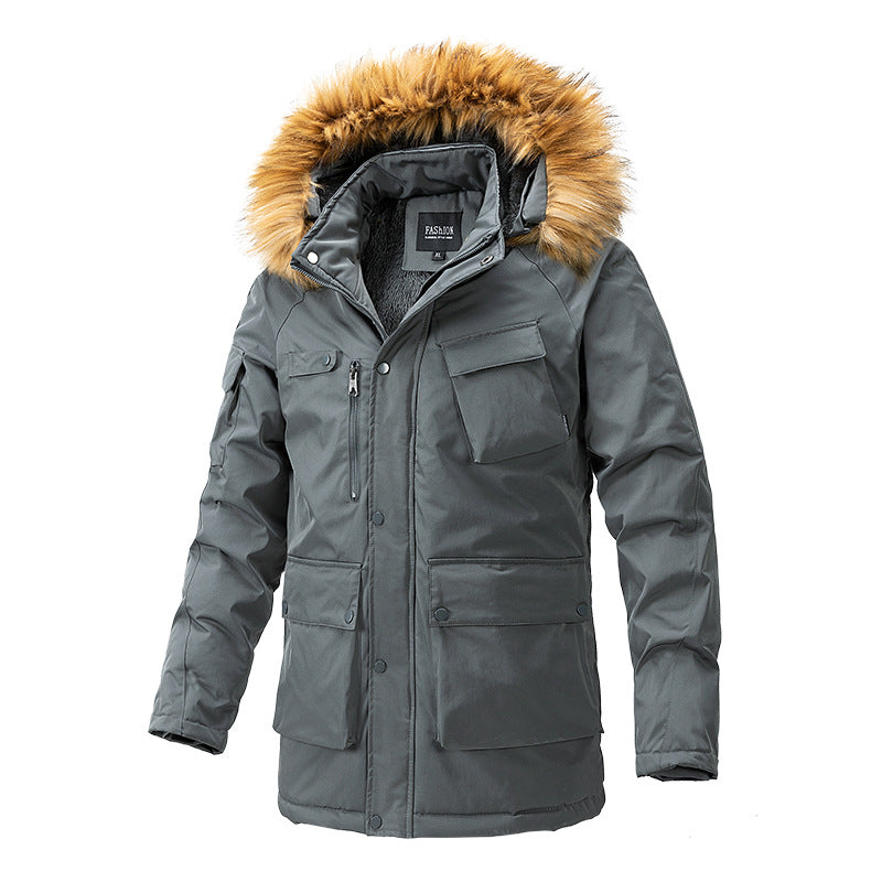 Herren Canvas-Parka mit Sherpa-Innenseite, verlängerter Schnitt und Utility-Ärmeltasche Echoarchiv