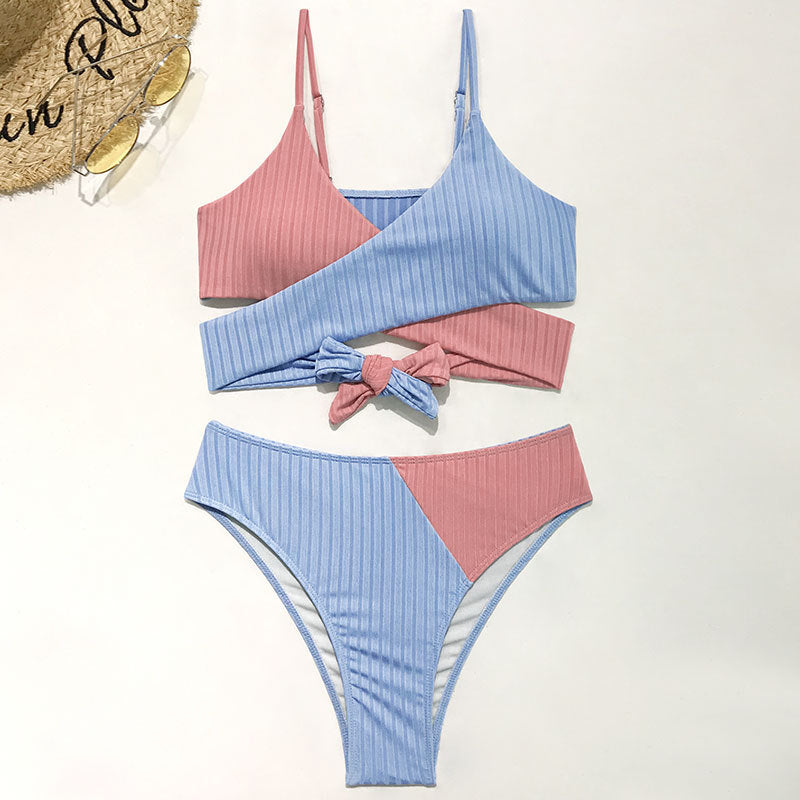 Damen Rippmuster Bikini-Set mit verstellbaren Trägern Echo Archiv