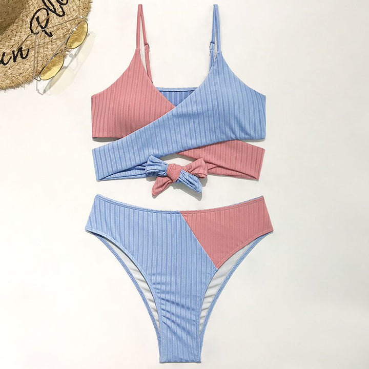 Damen Rippmuster Bikini-Set mit verstellbaren Trägern Echo Archiv