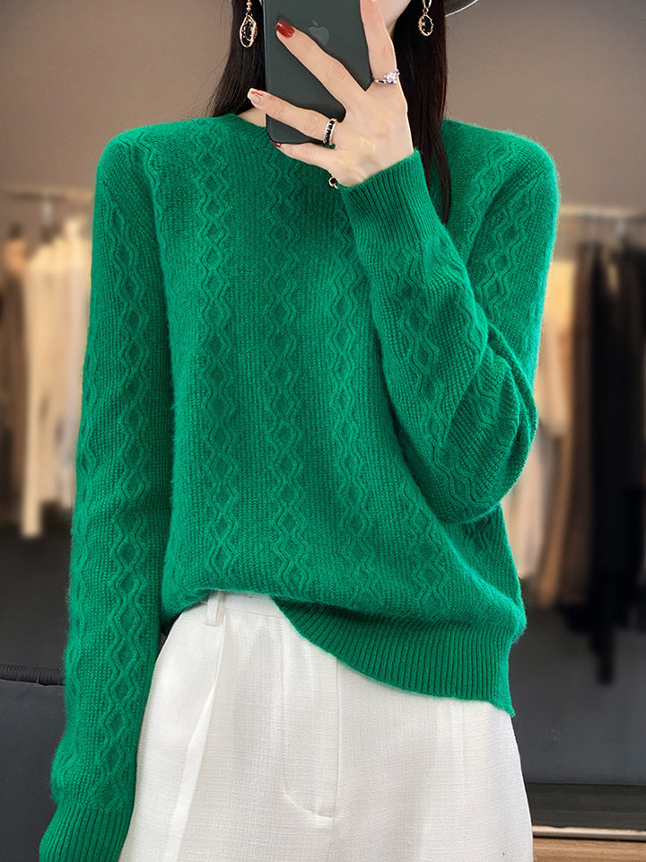 Damen Zopfmuster-Feinstrickpullover mit feiner Struktur und kastiger Silhouette Echoarchiv