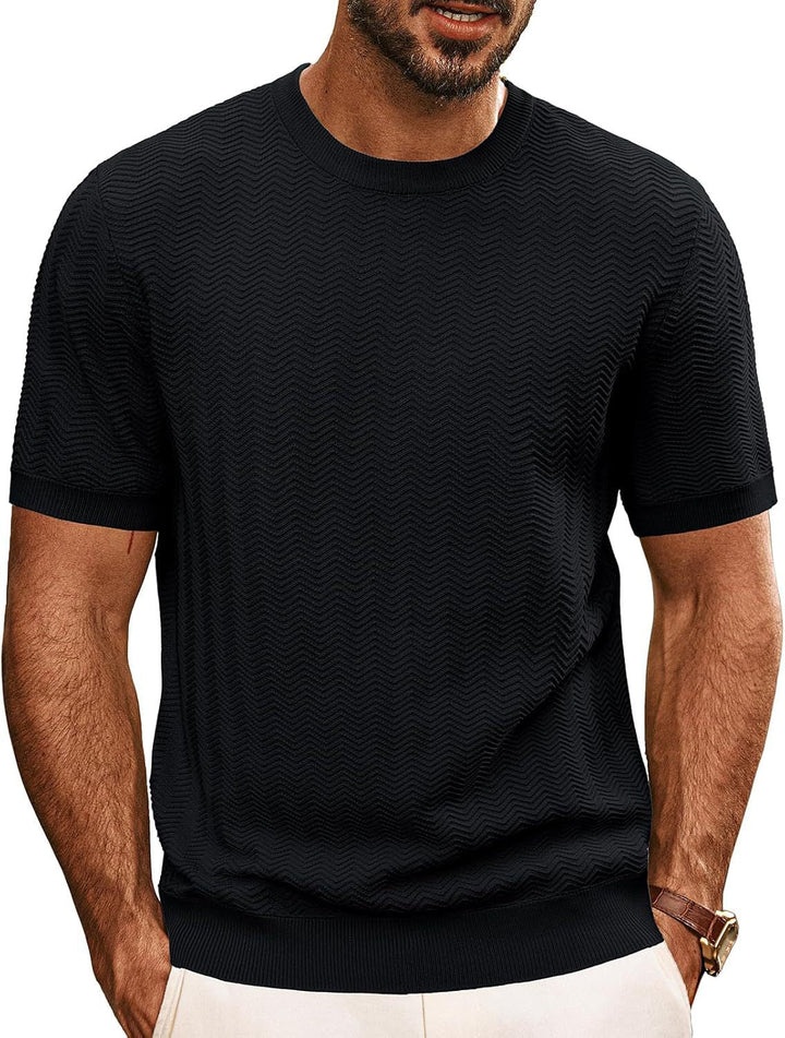Herren strukturiertes Rundhals T-Shirt Echoarchiv