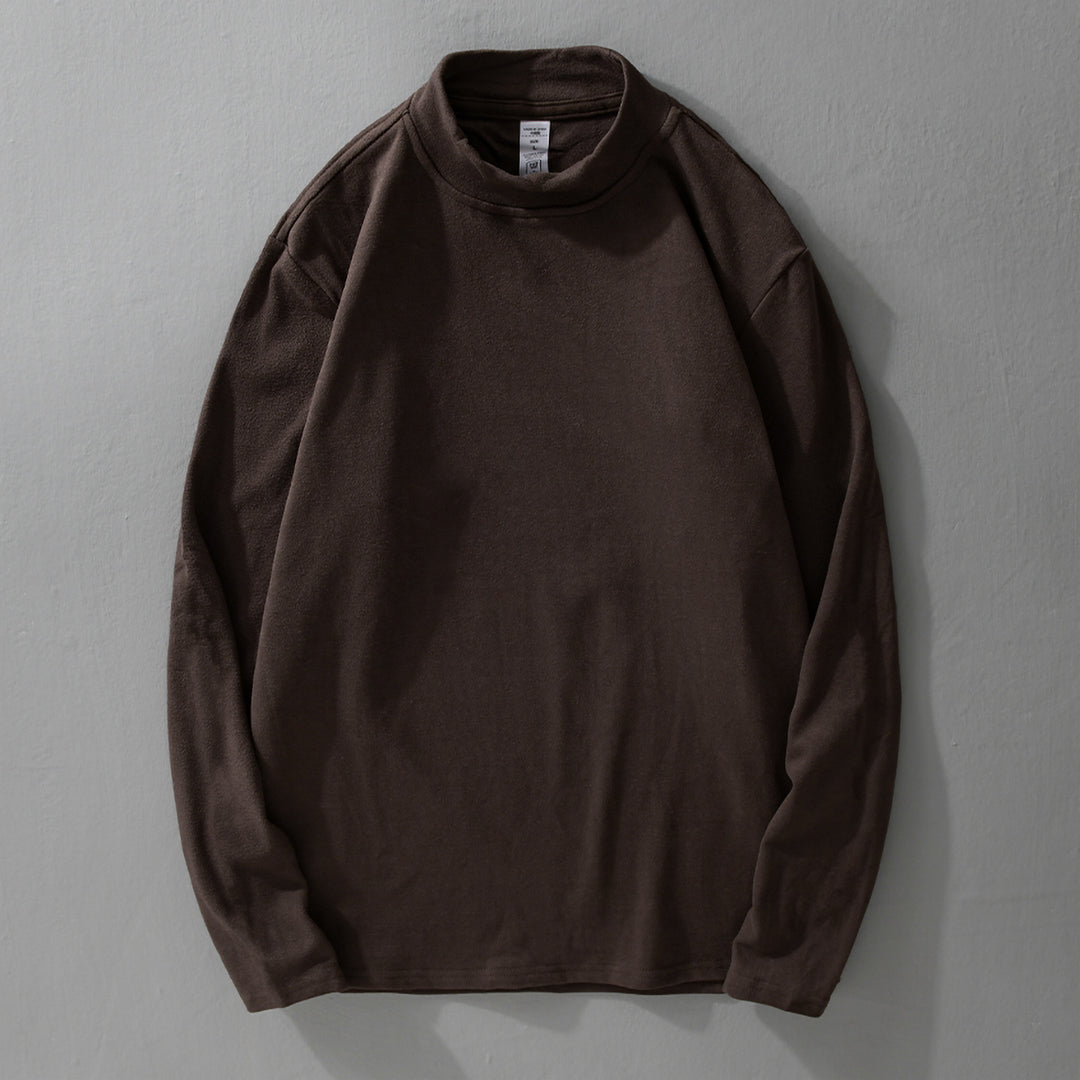 Herren Langärmeliges Feines Baumwollshirt mit Stehkragen und Relaxed-Fit Echoarchiv