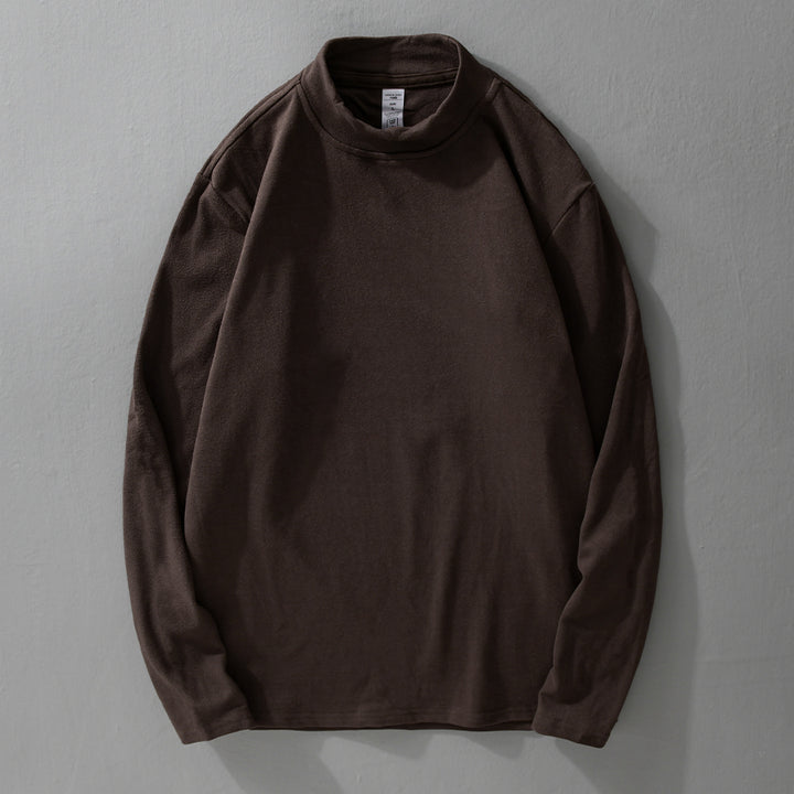 Herren Langärmeliges Feines Baumwollshirt mit Stehkragen und Relaxed-Fit Echoarchiv