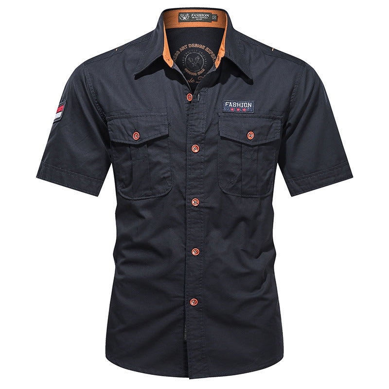 Men's utility long-sleeve cotton work shirt with dual chest pockets – Arvello