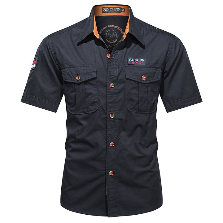 Men's utility long-sleeve cotton work shirt with dual chest pockets – Arvello