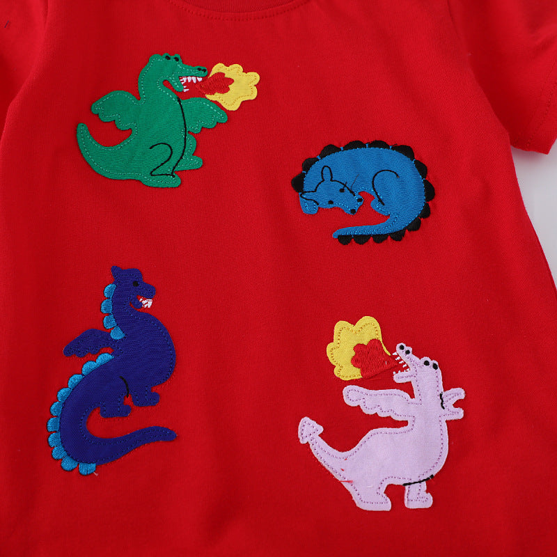 Jungen T-Shirt mit bunten Dinosaurierapplikationen Echo Archiv