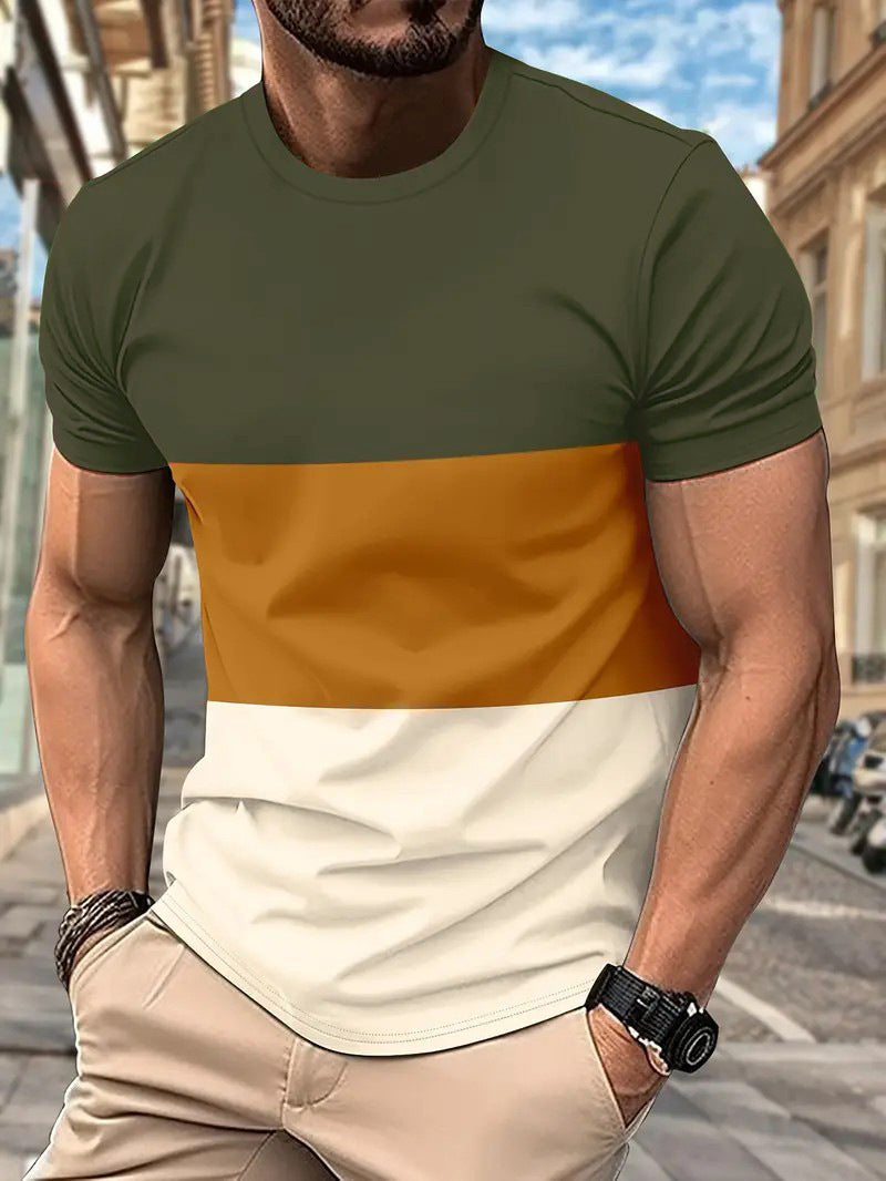 Herren T-Shirt mit modernem Farbblock-Design und Rundhalsausschnitt Echoarchiv