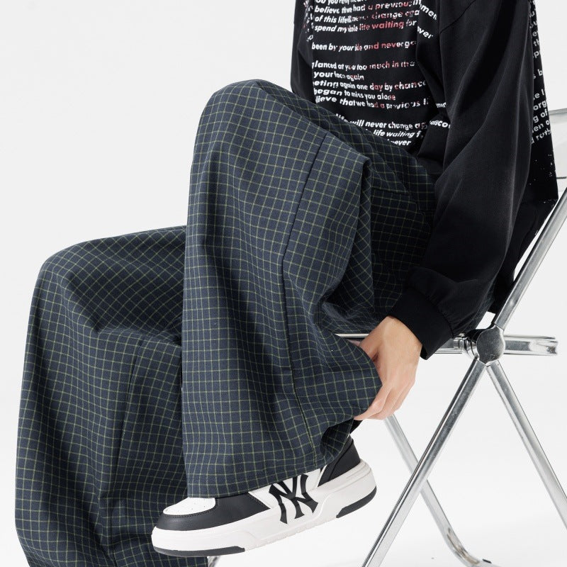 Damen Weite karierte Palazzo-Hose mit elastischem Bund, Tunnelzug & Oversize-Silhouette Echoarchiv