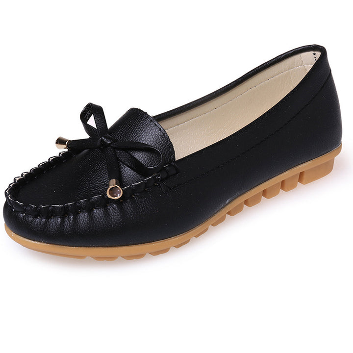 Damen Lederoptik Mokassin-Slipper mit Dekorschleife und profiliertem Gummisohlen-Design – Lioré