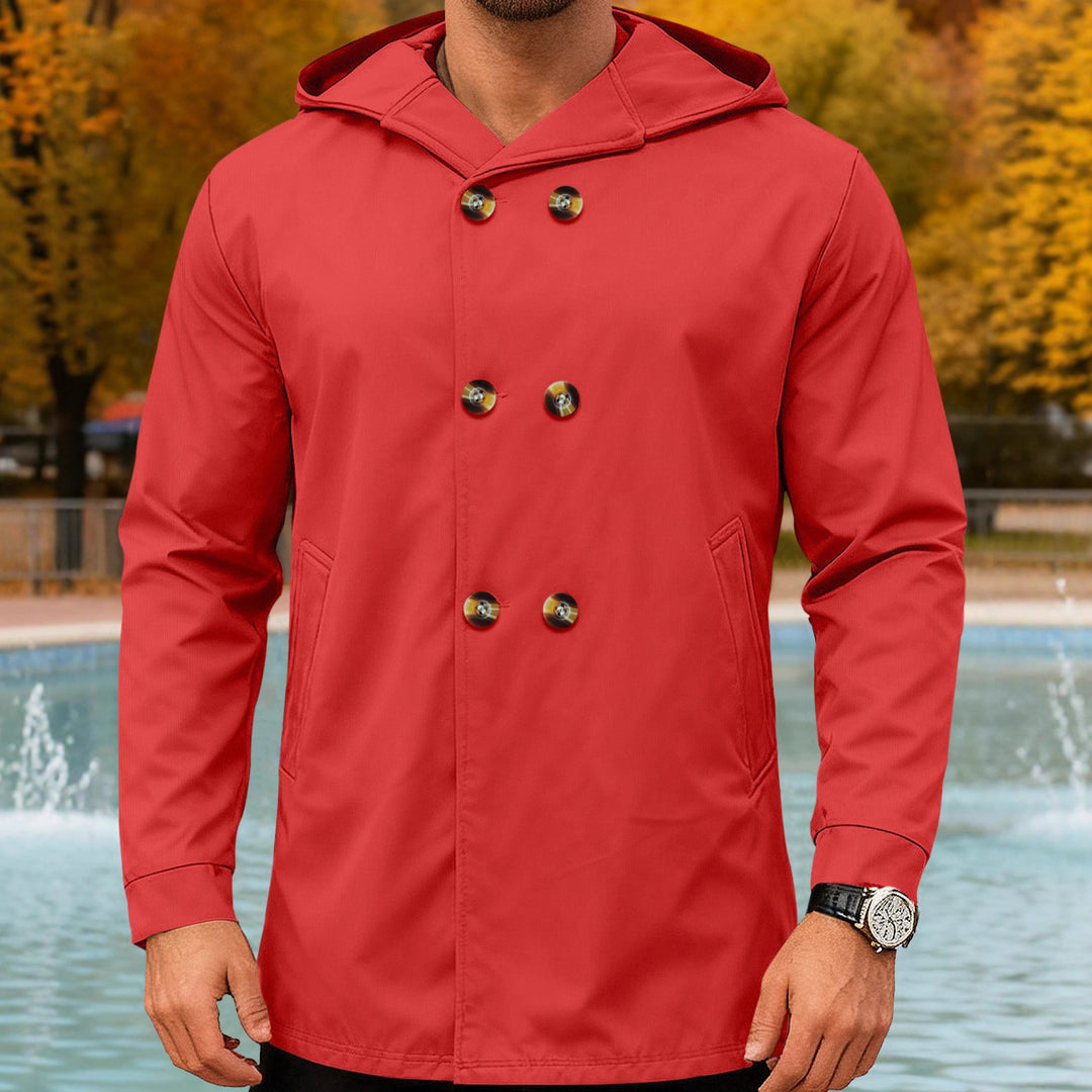 Herren Kapuzensweater mit doppelter Knopfverschluss und seitlichen Taschen Echoarchiv