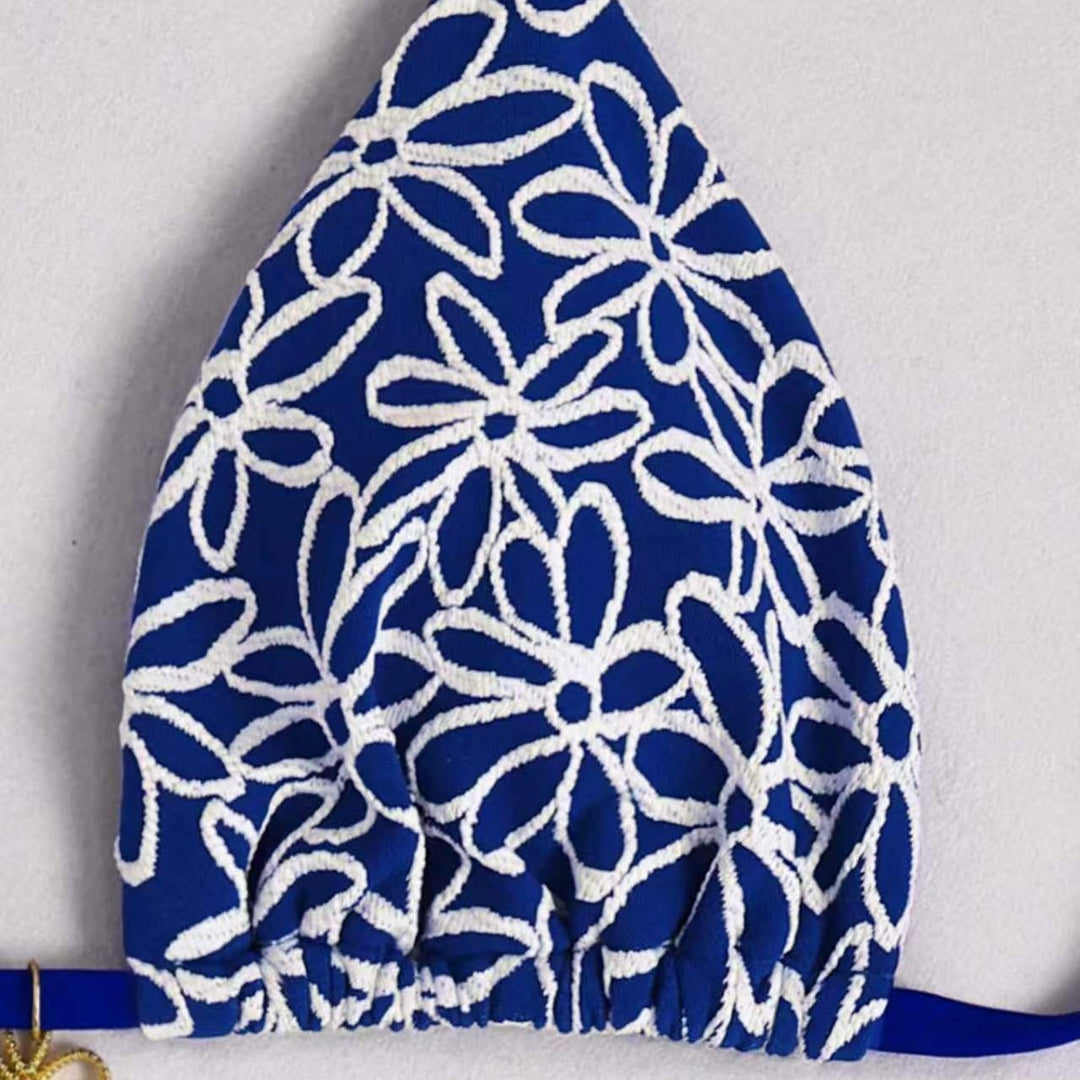 Damen Triangel-Bikini mit kontrastierenden Blütenmotiven Echo Archiv