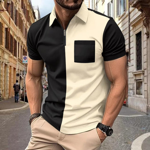 Herren Polo-Shirt mit modernem Farbblockdesign Echoarchiv
