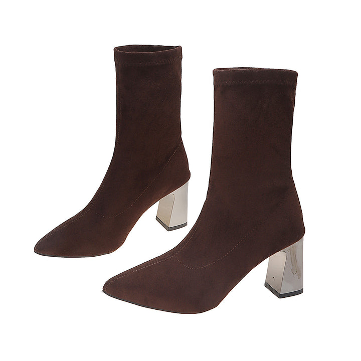 Damen Elegante Wildleder Stiefeletten mit Blockabsatz Echo Archiv