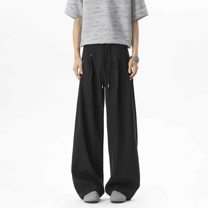 Herren Weite Leinenhose mit hoher Taille, Bundfalte & relaxed Silhouette Echoarchiv