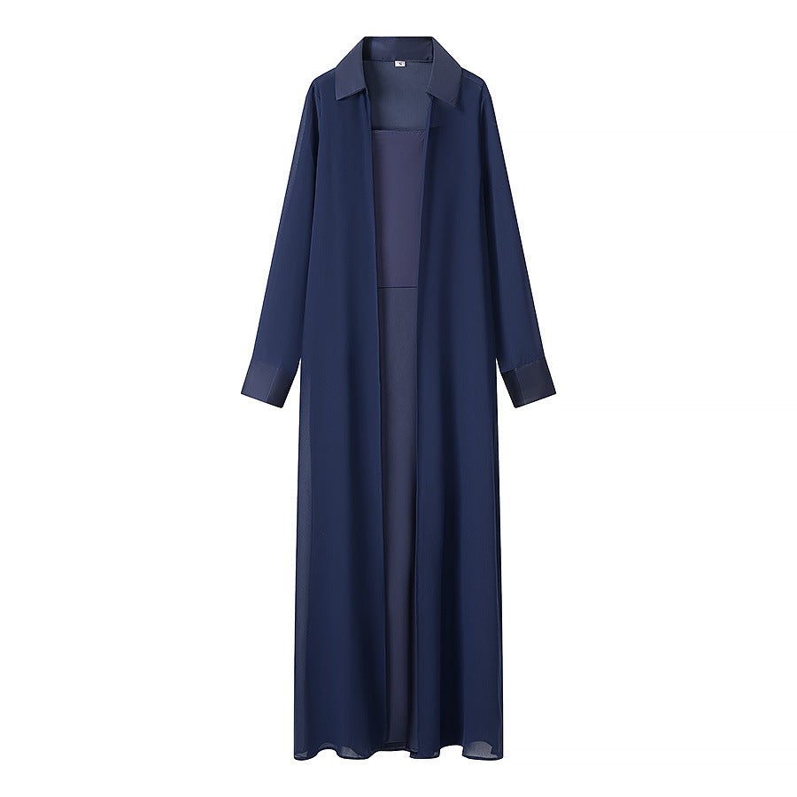 Damen Langer Chiffon-Überwurfmantel mit integriertem Cami-Kleid Echo Archiv