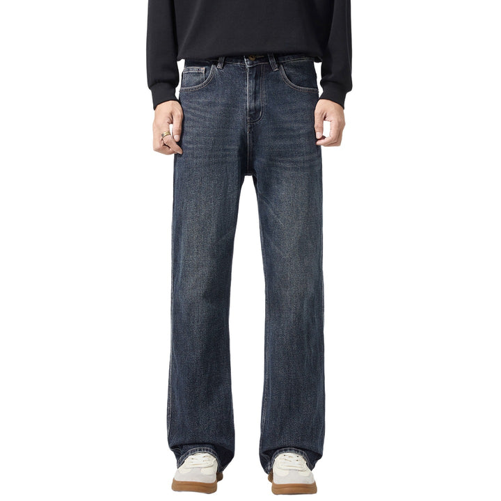 Herren weit geschnittene Five-Pocket-Jeans mit hohem Bund und Vintage-Waschung Echo Archiv