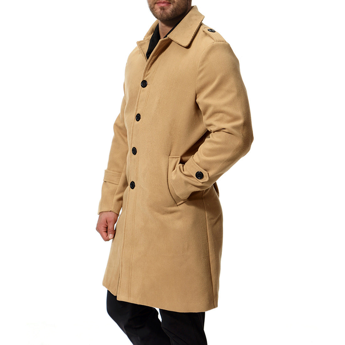 Herren langer Wollmantel mit klassischem Schnitt und praktischen Taschen – Montevé