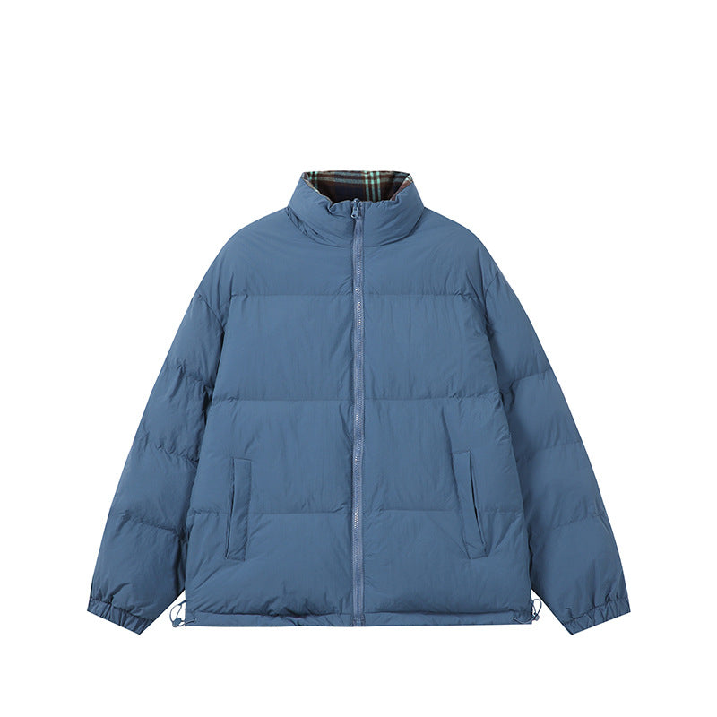 Unisex Boxy-Kurzparka mit gesteppter Isolierung, Tunnelzugsaum und kariert gefüttertem Kragen Echoarchiv
