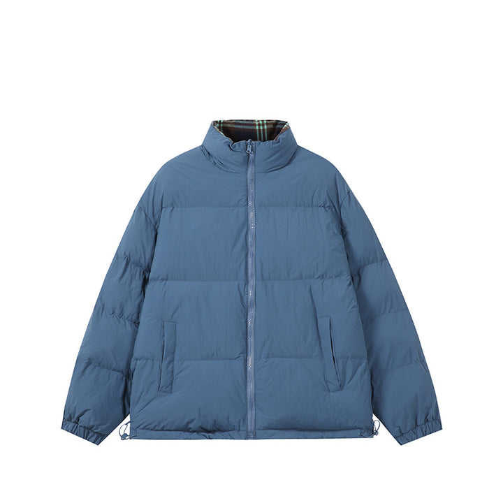 Unisex Boxy-Kurzparka mit gesteppter Isolierung, Tunnelzugsaum und kariert gefüttertem Kragen Echoarchiv