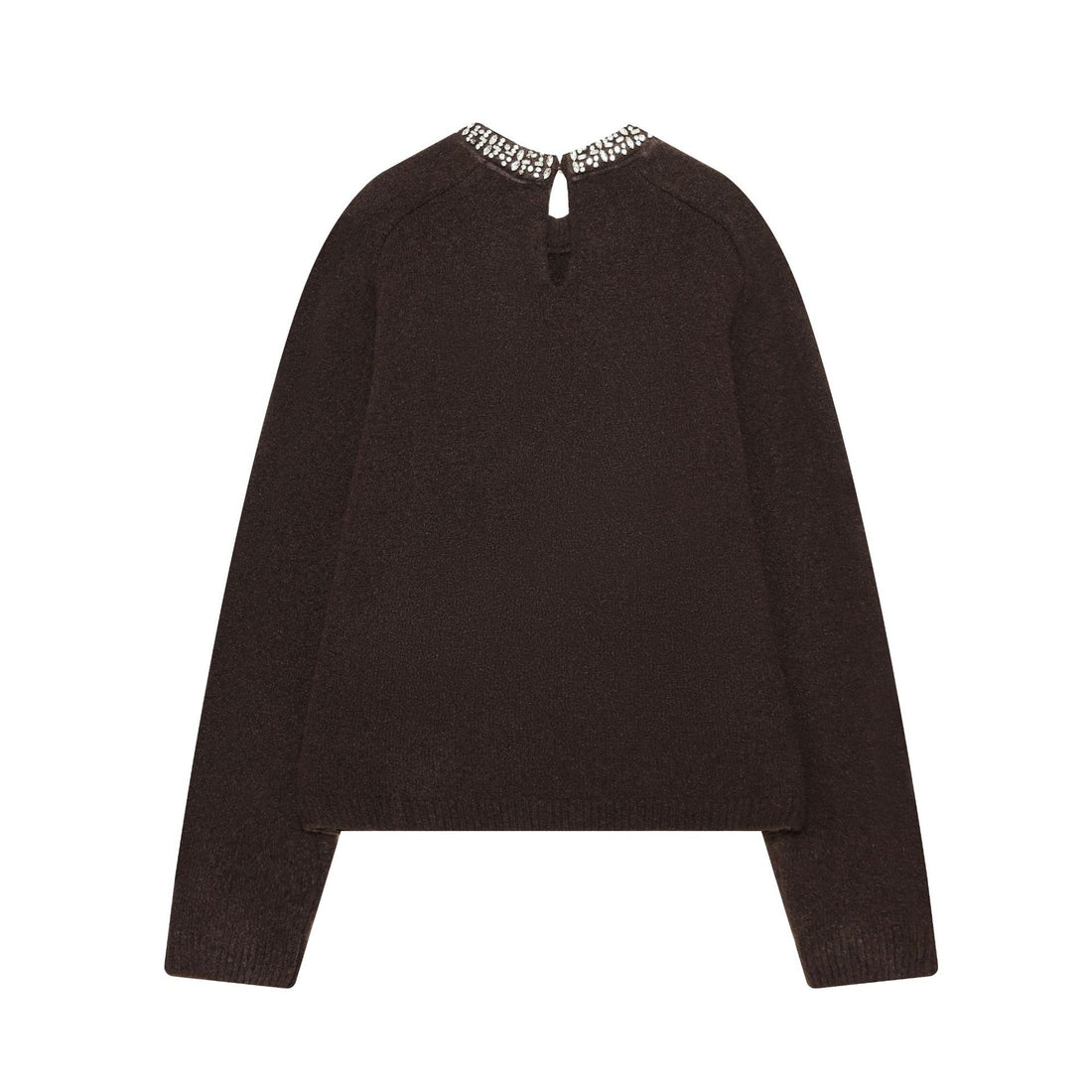 Damen cropped Strickpullover mit Schmuckkragen und Raglanärmeln – Mavelle
