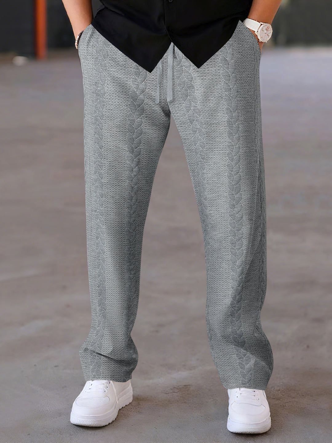 Herren Freizeit-Hose mit innovativem Textilmuster und elastischem Bund Echoarchiv