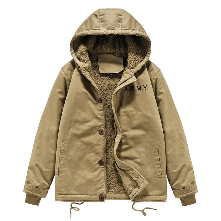Herren nan gefütterte Fieldjacke mit Kapuze, Teddyfutter, verdeckter Reißverschluss und Kordelzug Echo Archiv