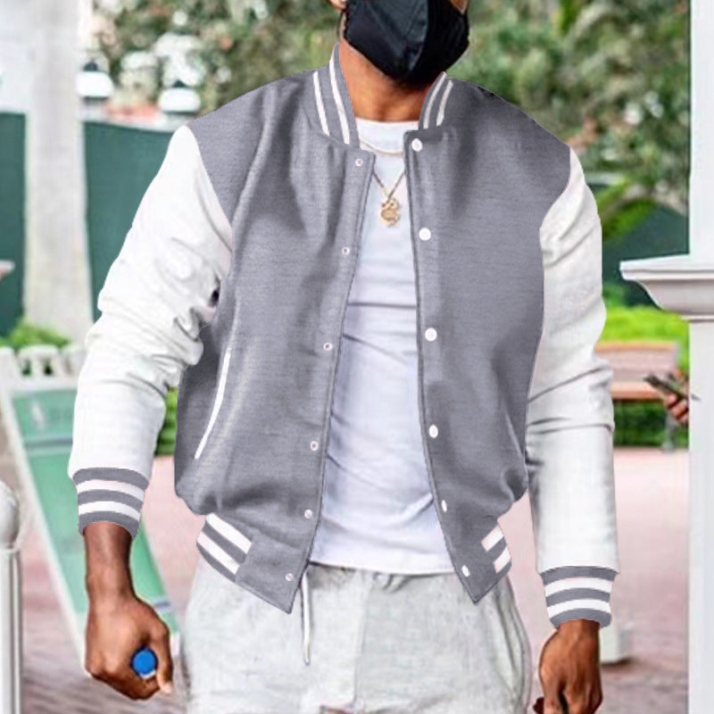 Herren Varsity-Jacke mit farblich abgesetzten Ärmeln und seitlichen Taschen Echoarchiv