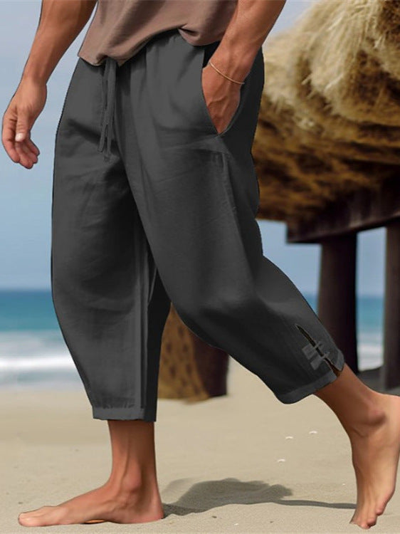 Herren lässige Strandhose mit Bund und seitlichen Taschen Echoarchiv