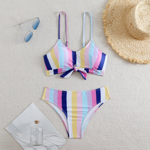 Damen Bandeau-Bikini mit verstellbaren Trägern und Knoten-Detail Echo Archiv