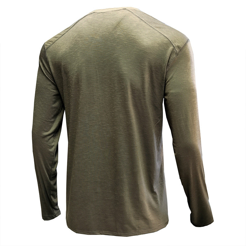 Herren Langarm-Henley-Shirt aus hochwertigem, atmungsaktivem Material Echoarchiv