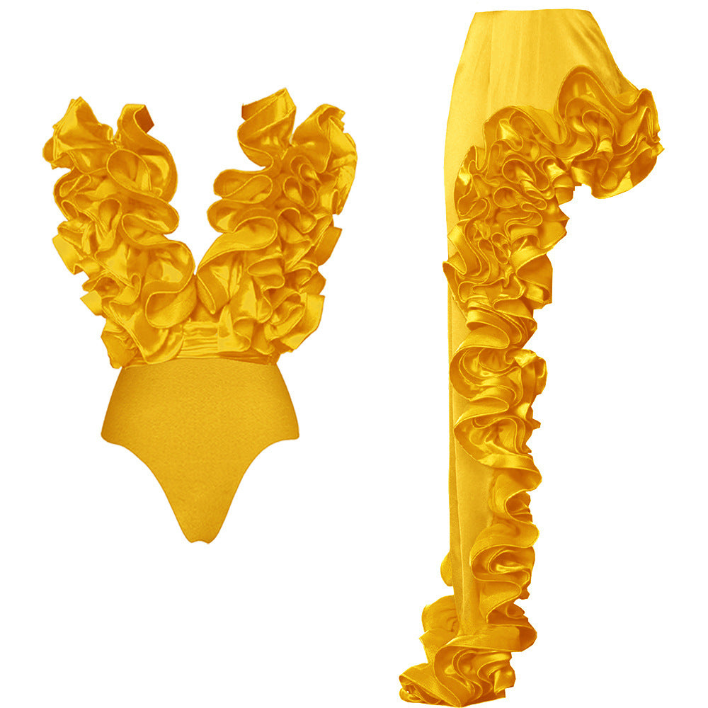 Damen auffälliges Badeanzug und Palazzo-Hose Set Echo Archiv