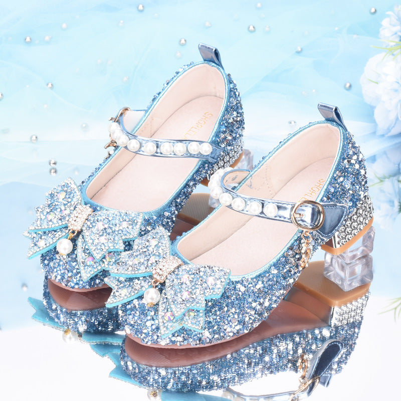 Mädchen Glitzernde Mary Jane Schuhe mit dekorativen Schleifen Echo Archiv