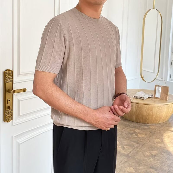 Herren Kurzarm Strickpullover mit Rippstruktur Echo Archiv